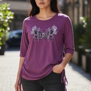 Harley Davidson Purple Ladies’ Top, with Butterfly‎ graphic, size S